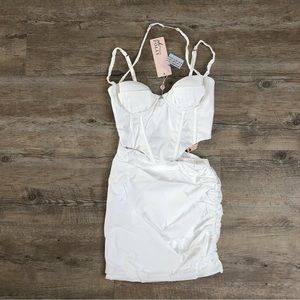 Oh Polly NESRINE Double Cup Corset Mini Dress in White- 2